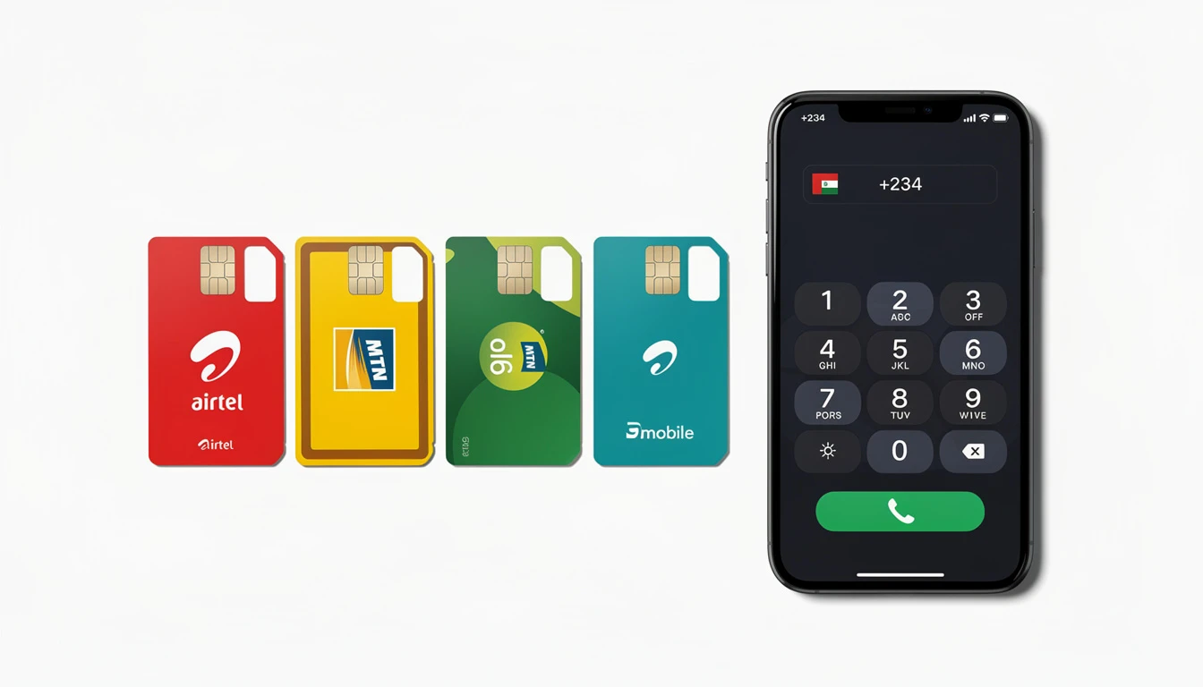 Nigerian SIM cards from Airtel MTN Glo and 9mobile showing network prefix differences
