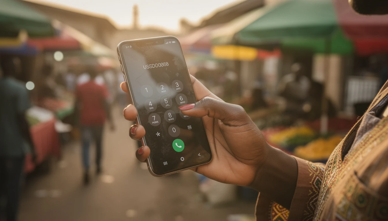 Person dialing Airtel transfer code on smartphone to send airtime using Me2U service
