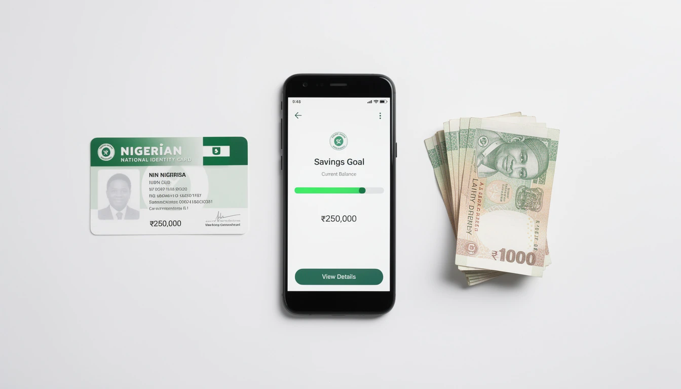 Nigerian NIN card and smartphone next to naira cash showing how to borrow money without BVN using NIN verification